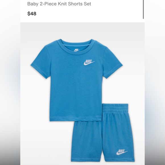 Nike Baby 2 Piece Knit Tee and Shorts Set Size 12 Months Blue - Picture 9 of 9